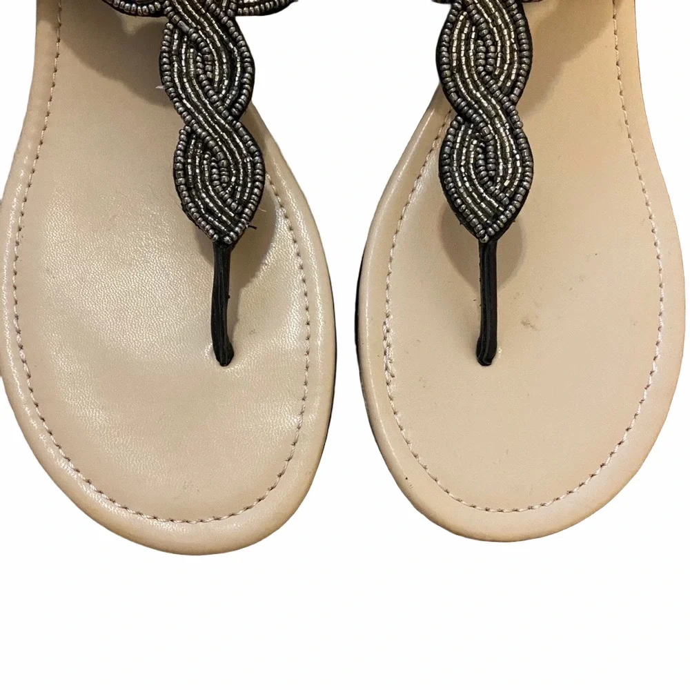 JustFab Black Flat Sandals Size 10